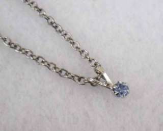 Vintage Blue Rhinestone Charm and Chain Necklace Estate  