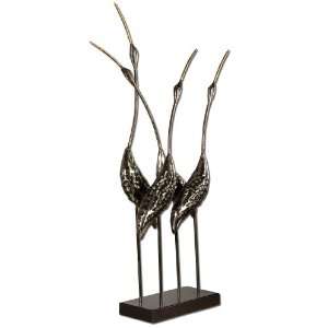   Egrets Hand Beaten Polished Aluminum w/ Black Accents & Gold Detailing