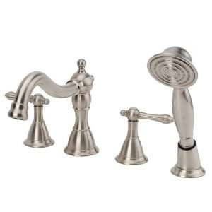 Fontaine Bellver Roman Tub with Side Spray Faucet   Brushed Nickel