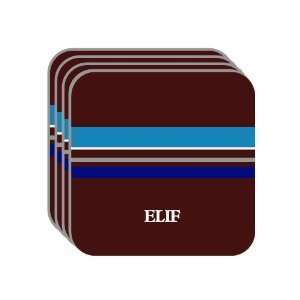 Personal Name Gift   ELIF Set of 4 Mini Mousepad Coasters (blue 