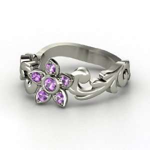  Jasmine Ring, Sterling Silver Ring with Amethyst: Jewelry