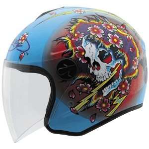  KBC OFS Ed Hardy Ghost Open Face Helmet X Large  Blue 