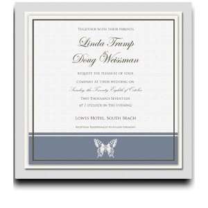   Square Wedding Invitations   Butterfly Deep Silver