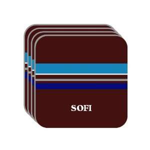 Personal Name Gift   SOFI Set of 4 Mini Mousepad Coasters (blue 