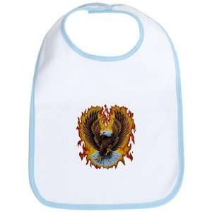  Baby Bib Sky Blue Eagle with Flames 