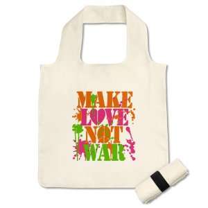   Grocery Bag White Make Love Not War Peace Symbol Sign 