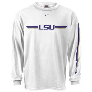  Nike LSU Tigers White Classic Long Sleeve T shirt: Sports 