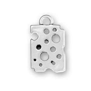  Swiss Cheese Slice 3D Food Sterling Silver Charm 