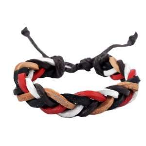   Red Braided Leather Bracelet / Leather Wristband / Surf Bracelet, #108