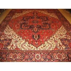  10x13 Hand Knotted Heriz Persian Rug   103x130