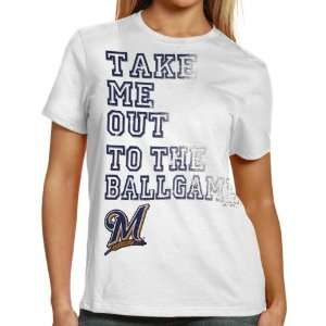 Majestic Milwaukee Brewers Ladies White Fake Out T shirt:  