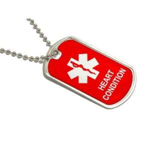  Heart Condition Red   Military Dog Tag Keychain 