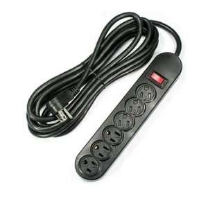  12ft 6 Outlet Power Strip AC125V 14AWG Black Electronics