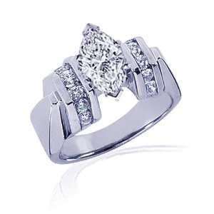 35 Ct Marquise Cut Diamond Engagement Ring Channel CUT:VERY GOOD 14K 