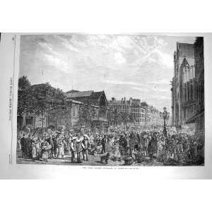  1869 Paris Halles Centrales Daybreak Street Scene
