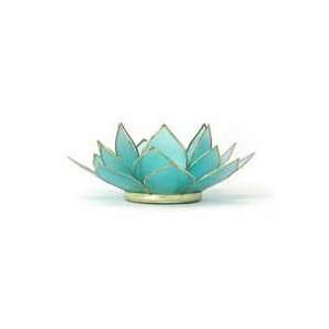 Lotus Tealight Holders Gemstone Collection in Chakra Colors Aquamarine