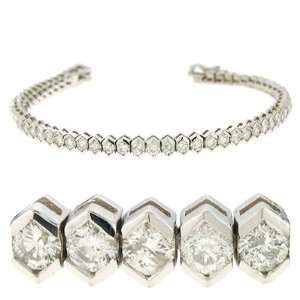  14K White Gold 6cttw Round Diamond Bracelet: Jewelry