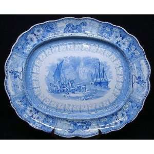    Huge Staffordshire ARCTIC SCENERY Platter 1835 