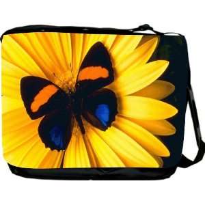  Butterly on Yellow Messenger Bag   Book Bag   School Bag   Reporter 