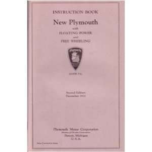 1931 PLYMOUTH PA CODE Instruction Owners Manual User