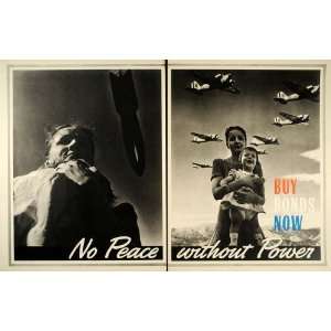 1941 Poster War Bonds World War II Wartime Aviation Bombing Peace 