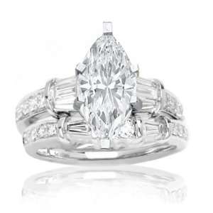  1.44 Carat Baguette And Round Diamonds Engagement Ring 