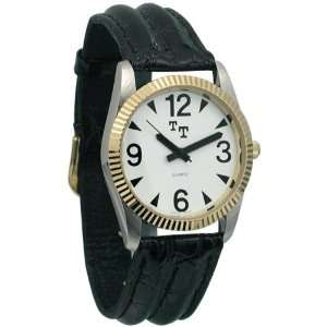  Low Vision Watch Mens w White Face Leather Band: Health 