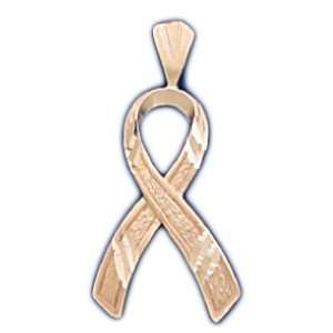   Rose Gold Breast Cancer / HIV / AIDS Awareness Ribbon Pendent: Jewelry