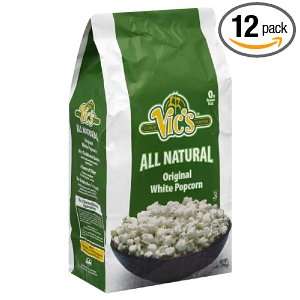 Vics Full Salt White Popcorn, 6 Ounce (Pack of 12):  