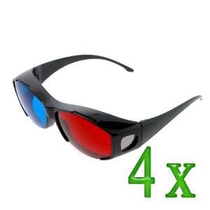  GTMax 4x 3D Red/Cyan Glasses Black Cover Style For 
