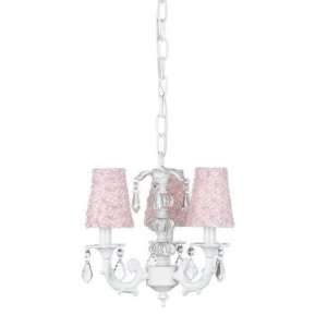  white 3 arm stacked ball chandelier w/pink lace sconce 