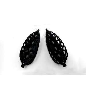  Black Satin 3D Pine Cone Wooden Earrings GTJ Jewelry