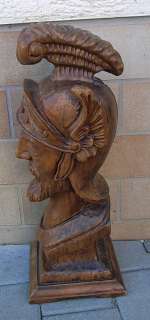 Antique Wood Carved Italy HUGE Romanian Head 22   