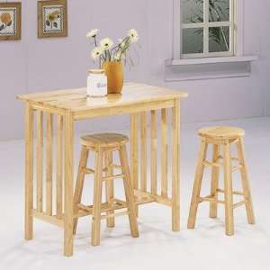  3 Piece Counter Height Bar Table Set in Natural: Home 