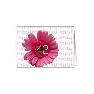  42nd Happy Birthday Pink Gerbera Card Health & Personal 
