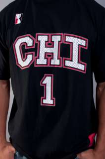 NEW MENS PJ MARK CHI CHICAGO NUMBER 1 BLACK JERSEY TEE T SHIRT SIZE 