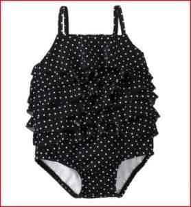 NWT Gymboree Palm Beach Black Ruffle Dot Swimsuit  