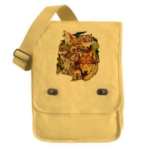  Messenger Field Bag Yellow Wolf Collage 