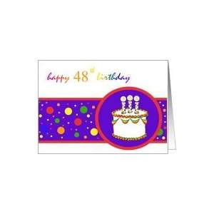  48th Happy Birthday Cake rainbow design Card: Toys & Games