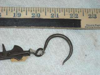 Antique Hanging Weight Steelyard small attachments w crown  