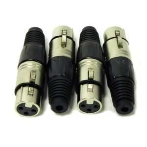 Four (4) NEW 3 PIN Female XLR Cable Connector   Microphone plug   Mic 