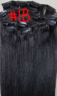   Remy Human Hair 17pcs Clips In Extensions 8Pcs 100g #2 Darkest Brown