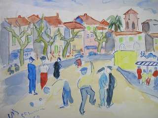 FAUVIST WATERCOLOR PAINTING SIGNED SAINTE MAXIME 1960  