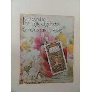 Eve filter Cigarettes,1971 print ad (woman,s hand nail polish/flowers 