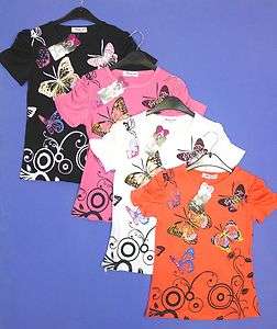   Shoulder Colourful Butterfly Print T Shirt Top 3 10 yrs NEW  