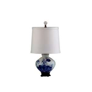   Floral Vase Lamp With White Linen Shade. A38 59L: Home Improvement