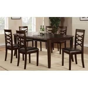  Dining Table W/1x18leaf and 6 Triple X Side Chair Pu Seats 