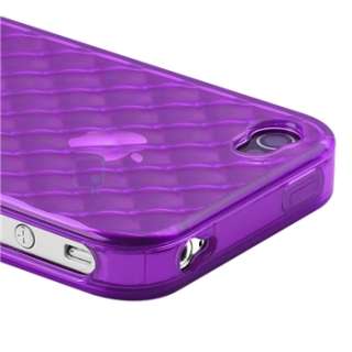 Clear Purple Diamond TPU Rubber Case Cover+PRIVACY Protector for 