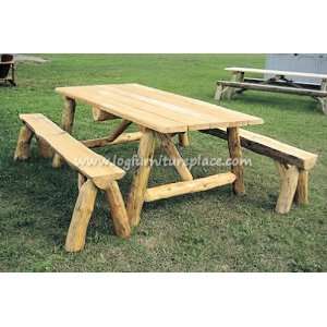  Pine Lake Log Picnic Table Set: Home & Kitchen