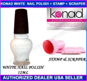Konad Stamping White Nail Polish 12ml + Stamp Scraper  